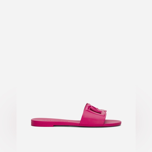 Dolce & Gabbana Rubber Beachwear Sliders Fuchsia Pink 39 - Picture 3 of 4